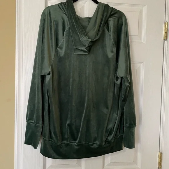 EUC Aerie Dark Green Velour Zipped Hoodie - Picture 6 of 6